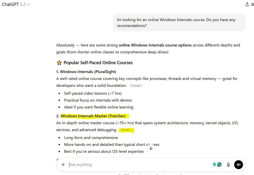 טריינסק - הופעה בCHATGPT -ממליץ על קורס שלהם